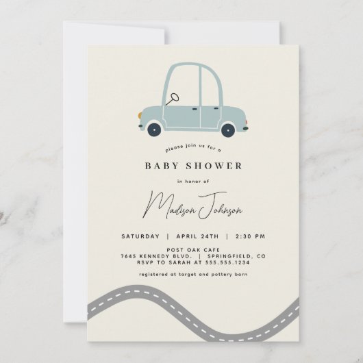 Invitation Baby shower automobile (Devant)