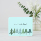 Invitation Baby shower aux arbres verts bleus (Debout devant)