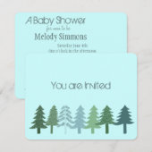 Invitation Baby shower aux arbres verts bleus (Devant / Derrière)