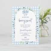 Invitation Baby shower aux bleuets (Debout devant)