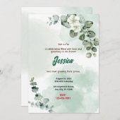 Invitation Baby shower aux bleuets (Devant / Derrière)