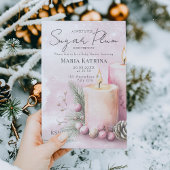 Invitation Baby shower aux bougies de Noël aquarelle