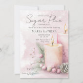 Invitation Baby shower aux bougies de Noël aquarelle (Devant)