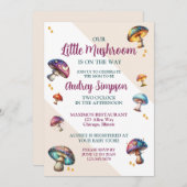 Invitation Baby shower aux champignons de Boho mignons (Devant / Derrière)