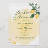 Invitation Baby shower aux citrons aquarelles (Devant / Derrière)