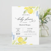 Invitation Baby shower aux citrons aquarelles (Debout devant)