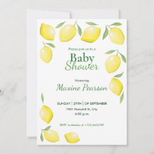 Invitation Baby shower aux citrons jaunes