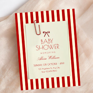 Invitation Baby-shower aux couleurs esthétiques rouges