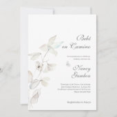 Invitation baby shower aux fleurs blanches (Devant)