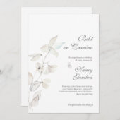 Invitation baby shower aux fleurs blanches (Devant / Derrière)