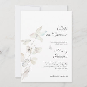 Invitation baby shower aux fleurs blanches