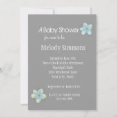 Invitation Baby shower aux fleurs bleues (Dos)