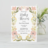 Invitation Baby shower aux fleurs pastel douces (Debout devant)