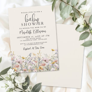 Invitation Baby Shower aux Fleurs Sauvages