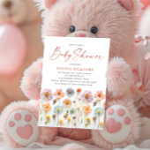 Invitation Baby shower aux fleurs sauvages du Boho rose migno
