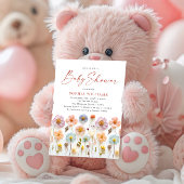 Invitation Baby shower aux fleurs sauvages du Boho rose migno