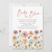 Invitation Baby shower aux fleurs sauvages du Boho rose paste (Devant)