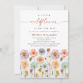 Invitation Baby shower aux fleurs sauvages du Boho rose Paste (Devant)