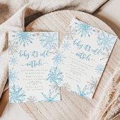 Invitation Baby shower aux flocons d'argent bleu