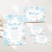 Invitation Baby shower aux flocons d'argent bleu