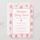 Invitation Baby shower aux fraises (Devant)