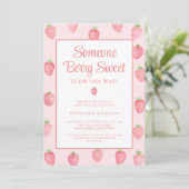 Invitation Baby shower aux fraises (Debout devant)