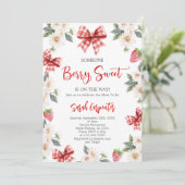 Invitation Baby shower aux fraises (Debout devant)