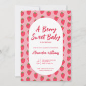Invitation Baby shower aux fraises (Devant)