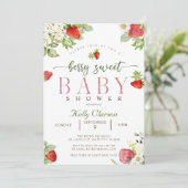 Invitation Baby shower aux fraises (Debout devant)