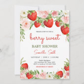 Invitation Baby shower aux fraises (Devant)
