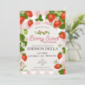 Invitation Baby shower aux fraises | Berry Sweet (Debout devant)