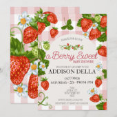 Invitation Baby shower aux fraises | Berry Sweet (Devant / Derrière)