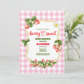 Invitation Baby shower aux fraises | Berry Sweet (Debout devant)