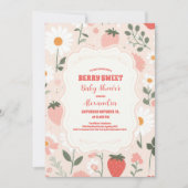 Invitation Baby shower aux fraises | Berry Sweet (Devant)