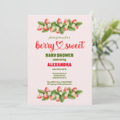 Invitation Baby shower aux fraises | Berry Sweet (Debout devant)
