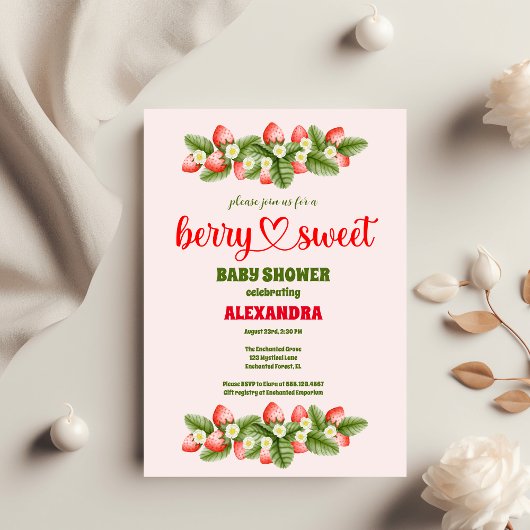 Invitation Baby shower aux fraises | Berry Sweet