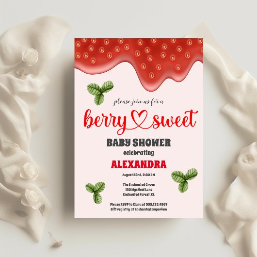 Invitation Baby shower aux fraises | Berry Sweet