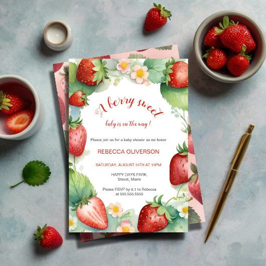 Invitation Baby shower aux fraises | Berry Sweet