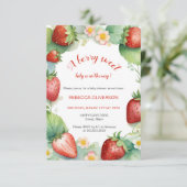 Invitation Baby shower aux fraises | Berry Sweet (Debout devant)