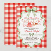 Invitation Baby Shower aux Fraises Douces et Sucrées (Devant / Derrière)