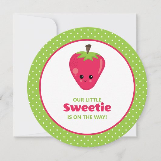 Invitation Baby shower aux fraises doux (Devant)