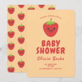 Invitation Baby shower aux fraises Little Cutie (Devant / Derrière)