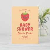 Invitation Baby shower aux fraises Little Cutie (Debout devant)