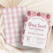 Invitation Baby shower aux fraises roses
