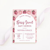 Invitation Baby shower aux fraises roses