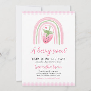 Invitation Baby shower aux fraises roses