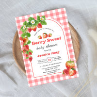 Baby shower aux fraises roses En vichy