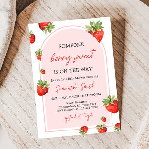 Invitation Baby shower aux fraises rouges