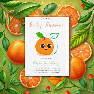 Invitation Baby shower aux fruits orange Clementine