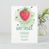 Invitation Baby shower aux fruits rouges à la fraise (Debout devant)
